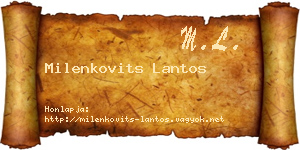Milenkovits Lantos névjegykártya